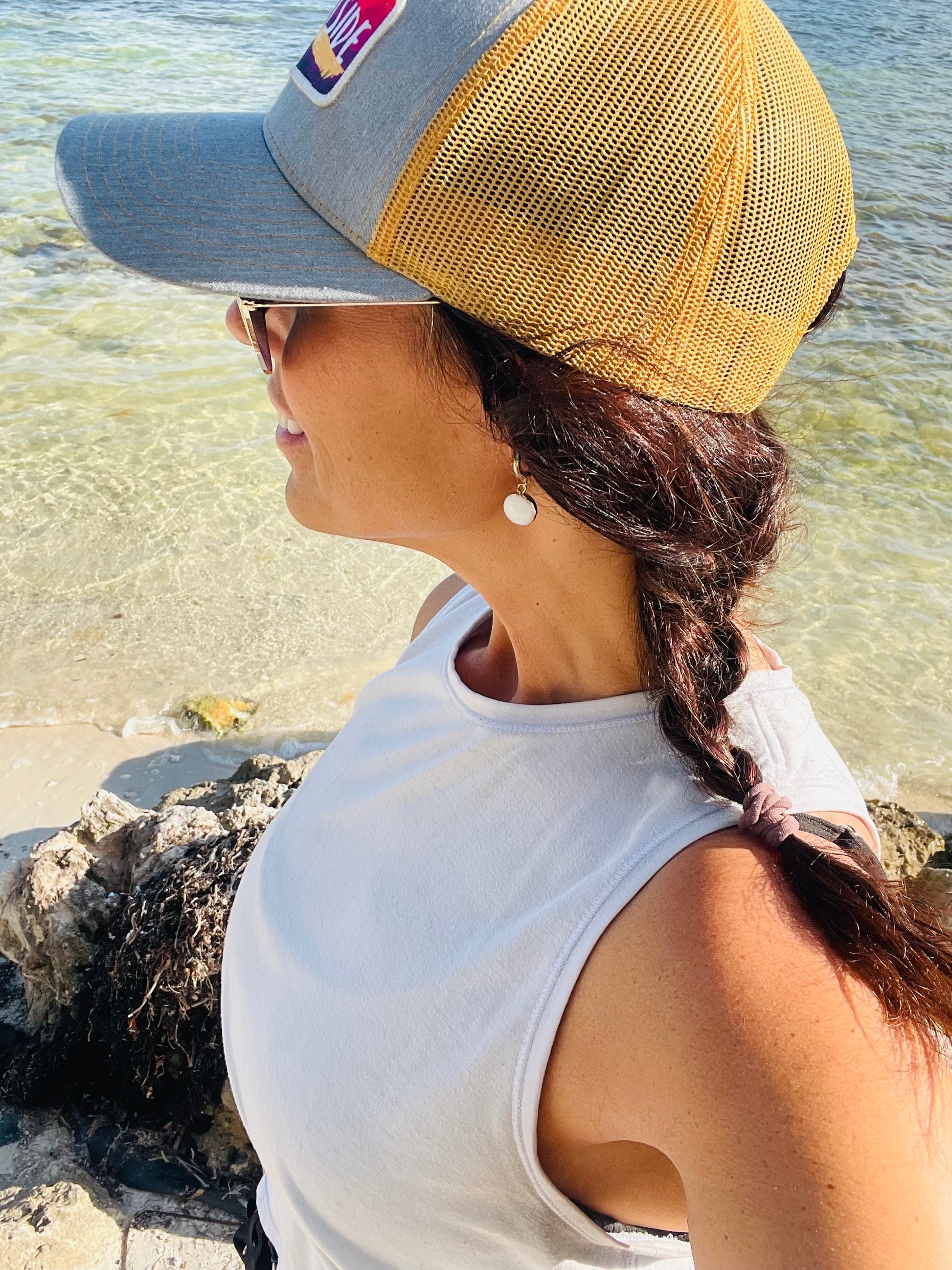 Fresh Water Pearls Earrings: Squared Huggie