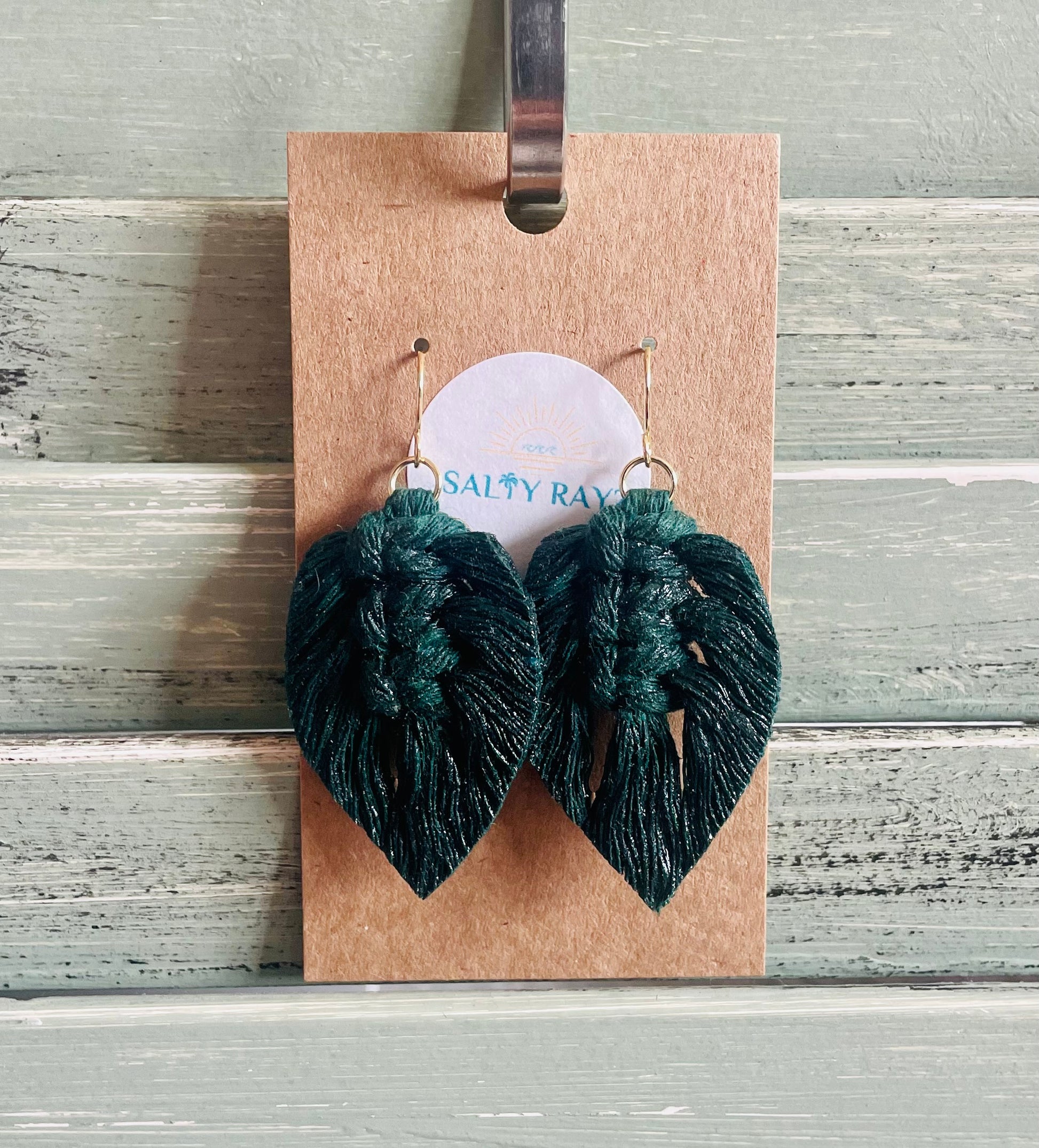 Macrame Earrings -Sprayed Feathers