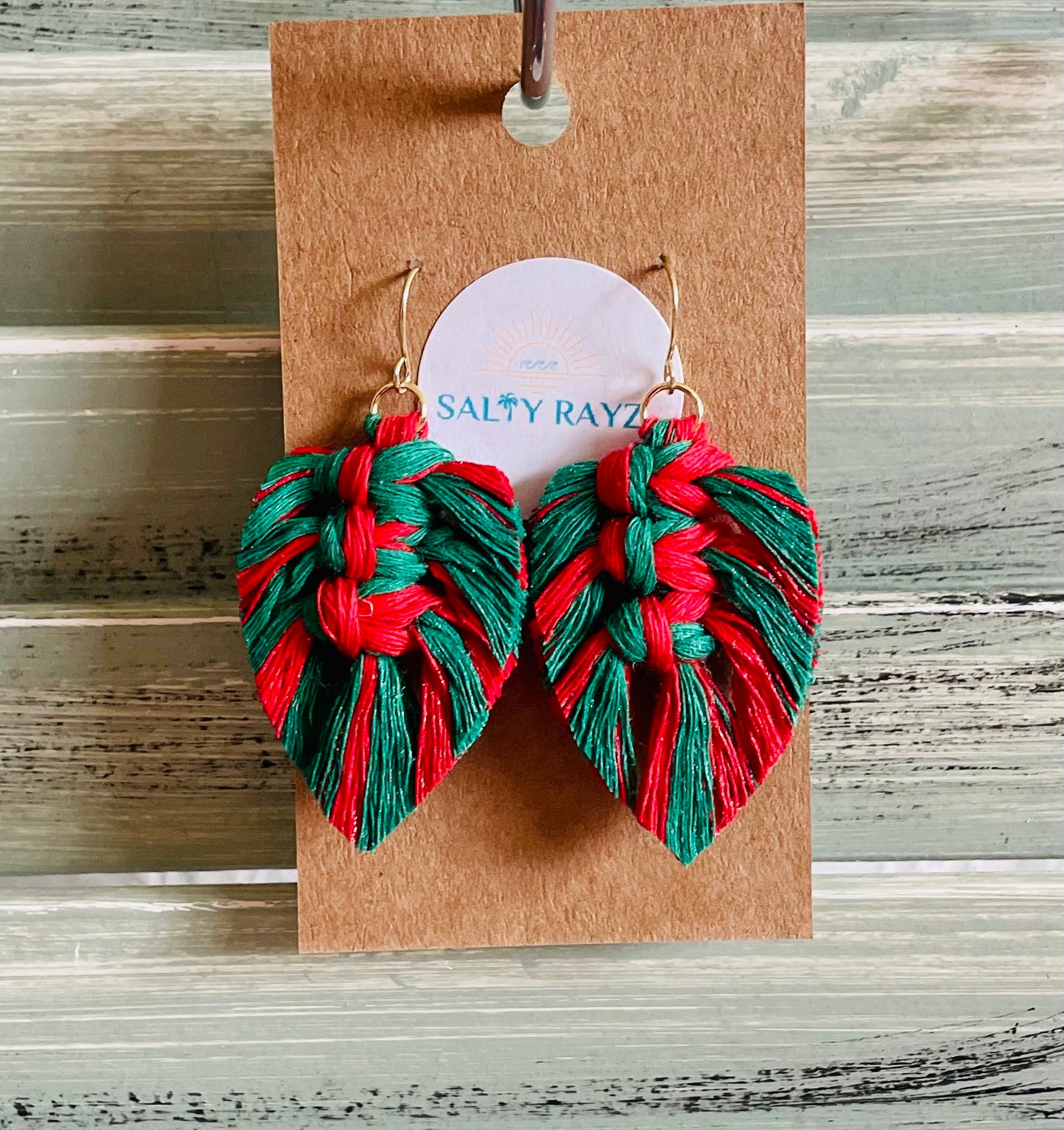 Macrame Earrings -Sprayed Feathers