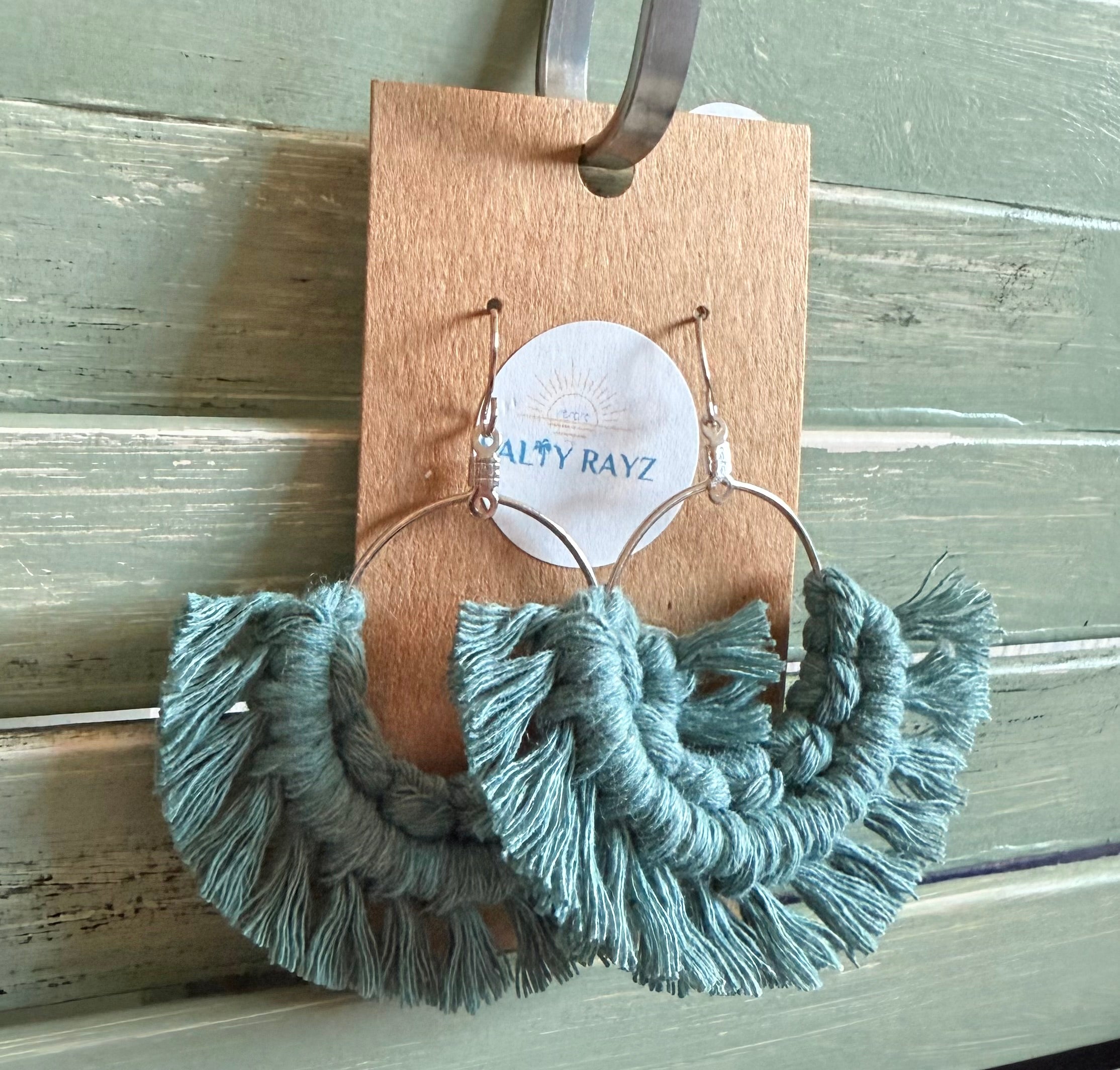 Macrame Earrings -Fringe Hoops Sz: Large