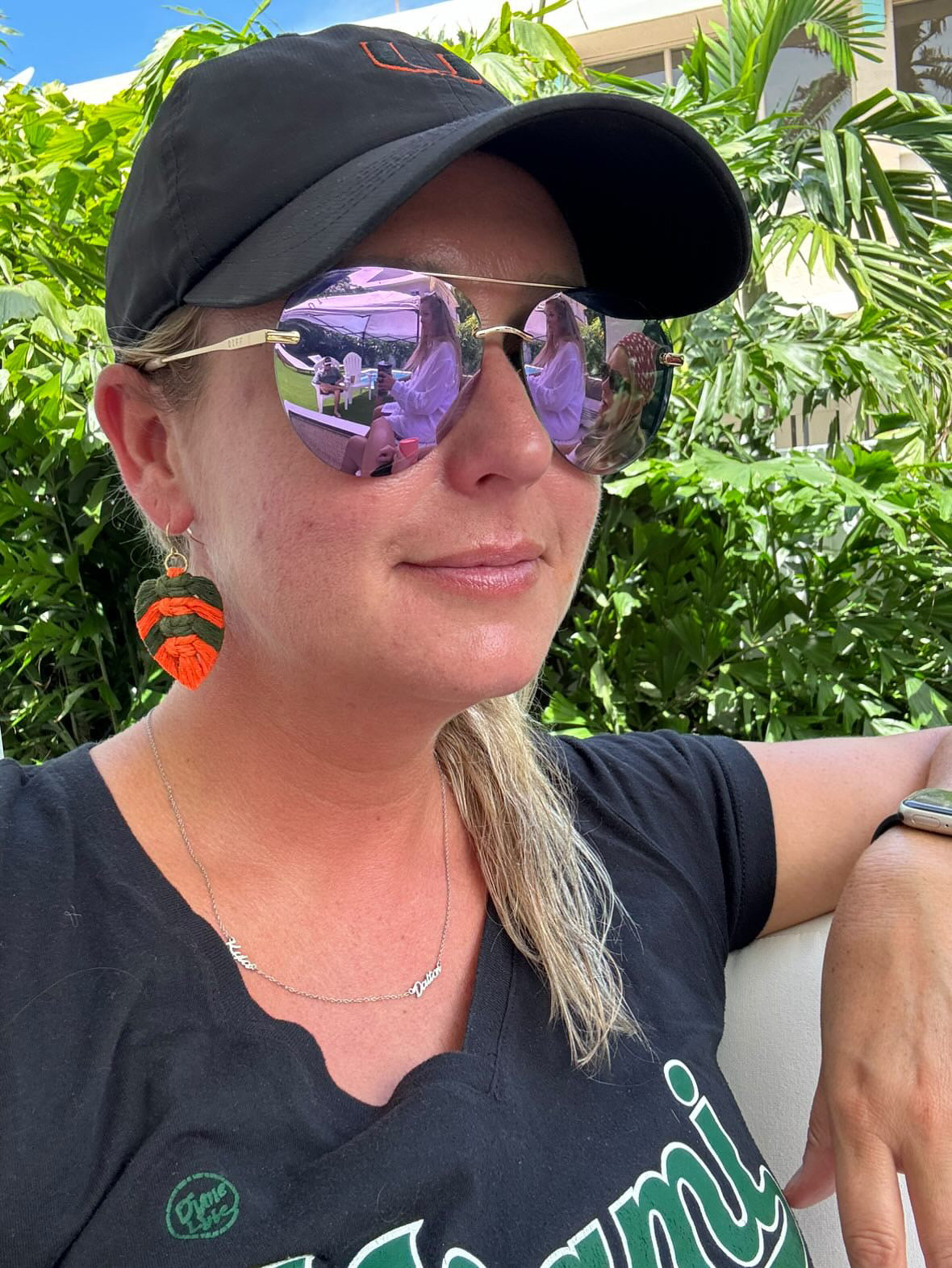 Macrame Earrings -Team Spirit Sprayed Feathers