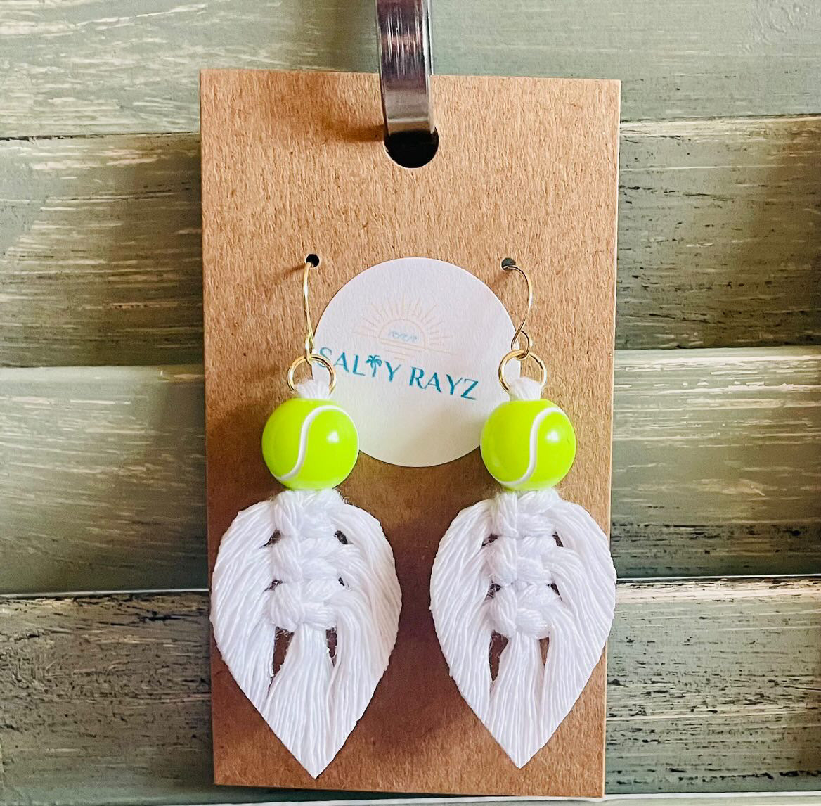 Macrame Earrings -Team Spirit Sprayed Feathers