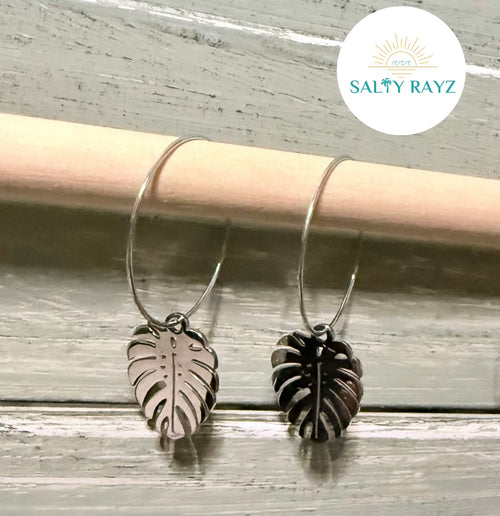 Coastal Palm Hoop Earrings