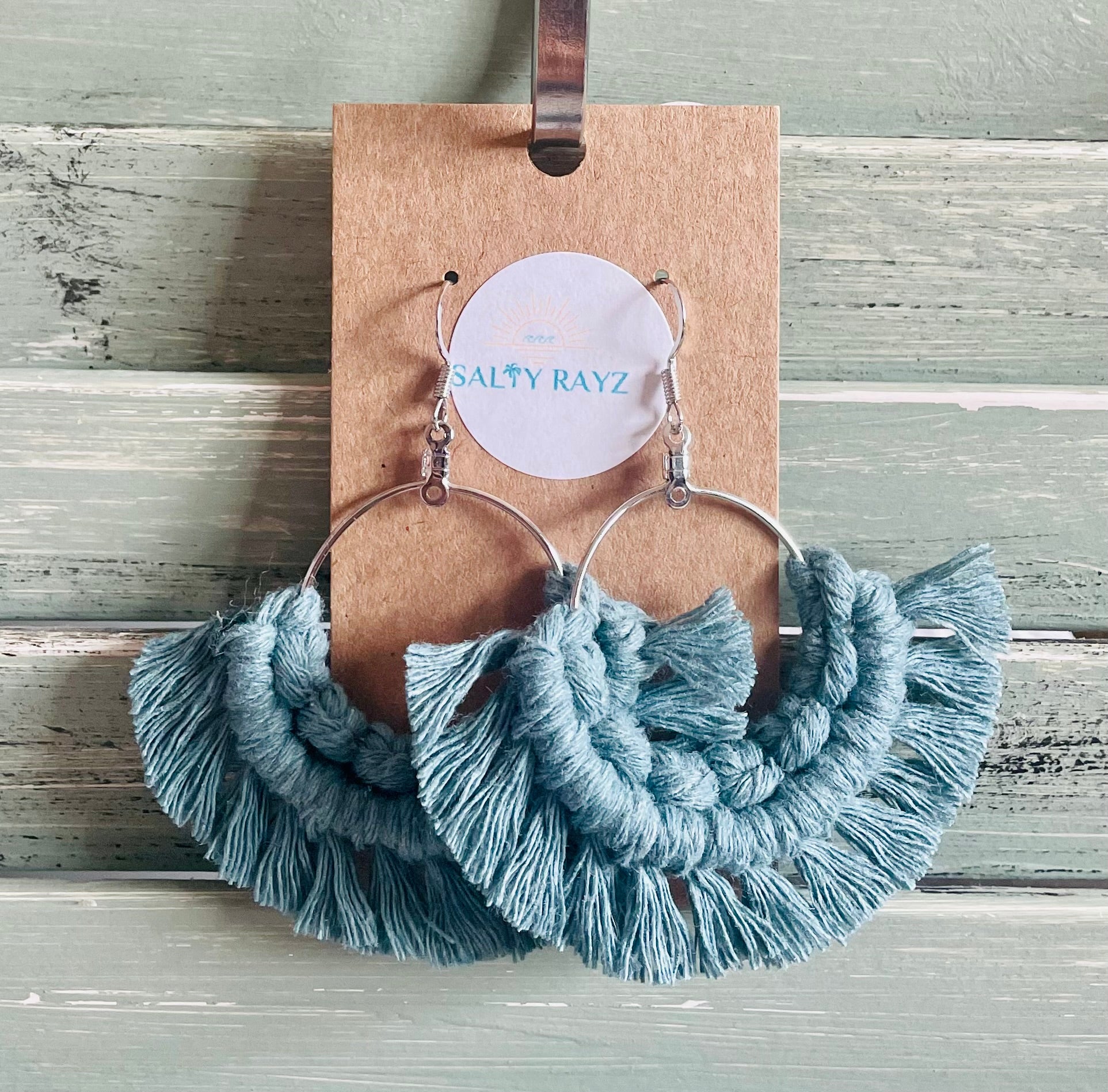 Macrame Earrings -Fringe Hoops Sz: Large