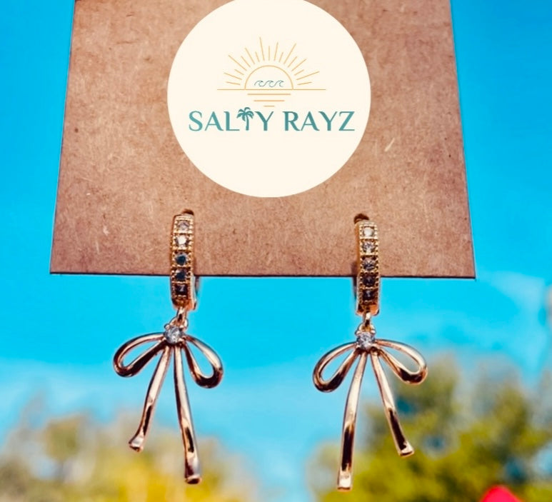 Sophia Bows Bling Leverback Earrings