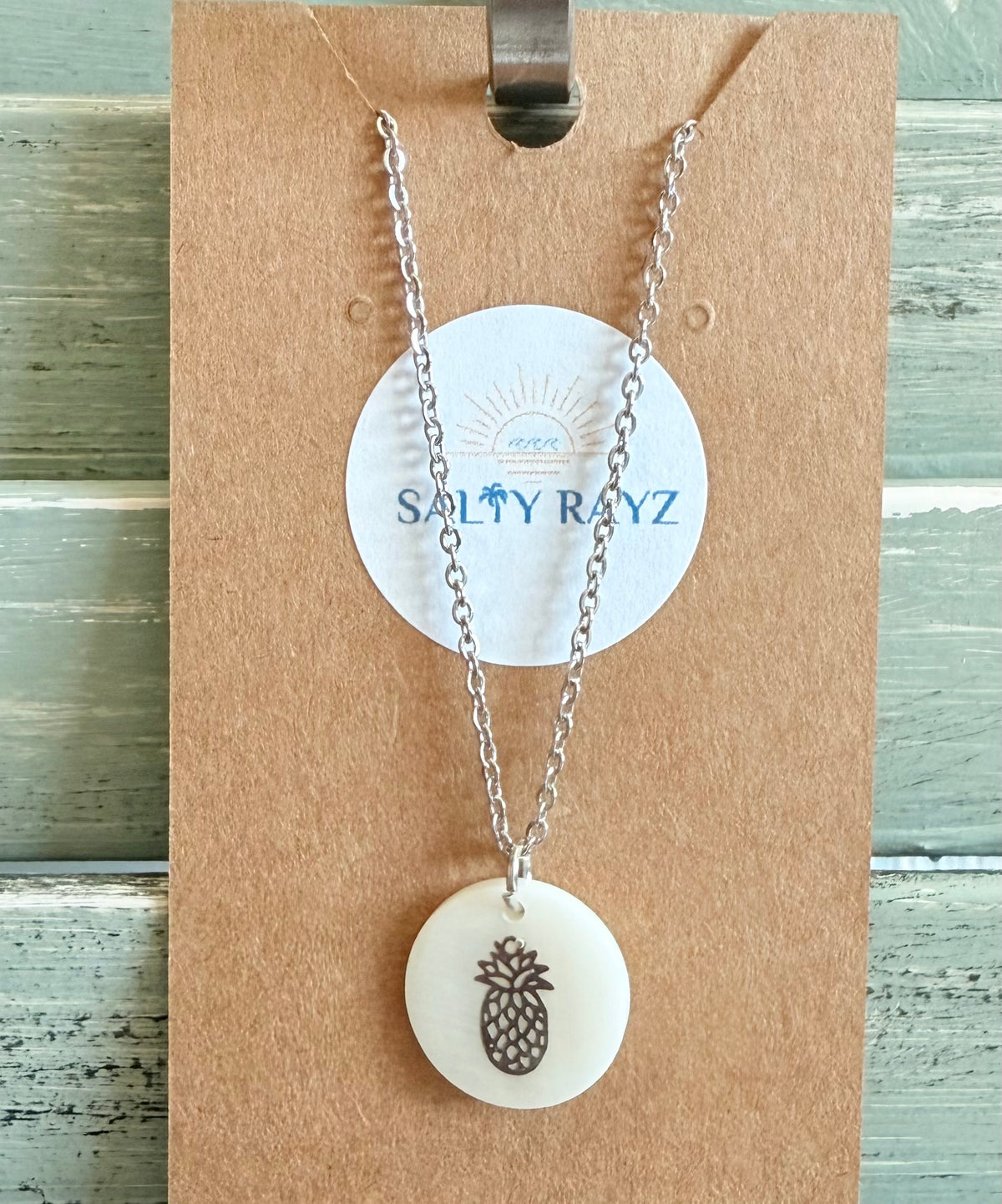 Fresh Water Shell Necklace Silver: Pineapple