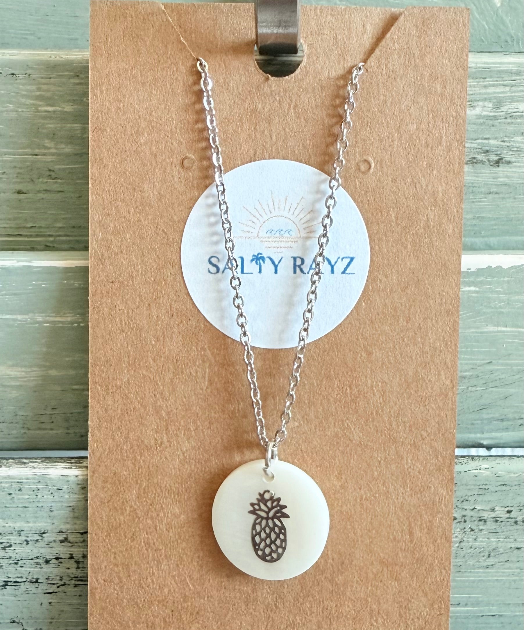 Fresh Water Shell Necklace Silver: Pineapple
