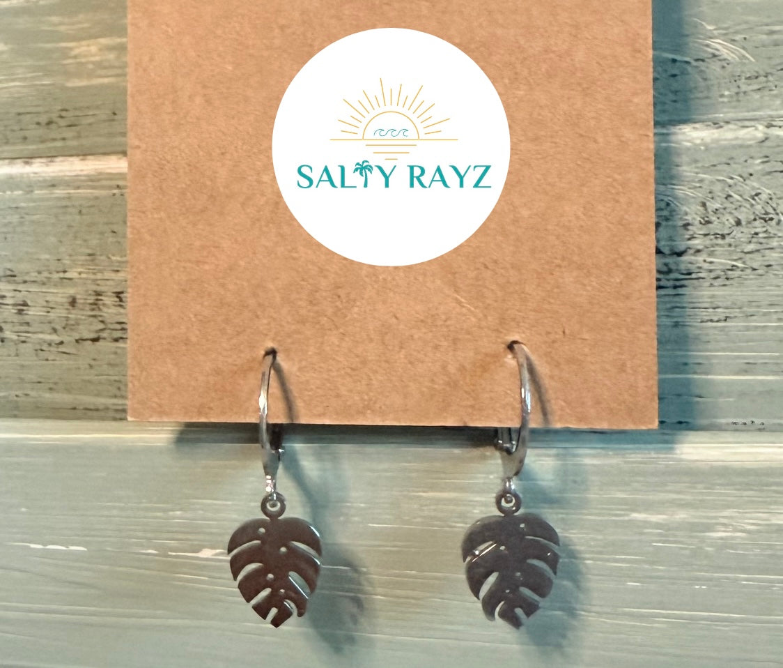 Mini Mini Monstera Leverback Earrings
