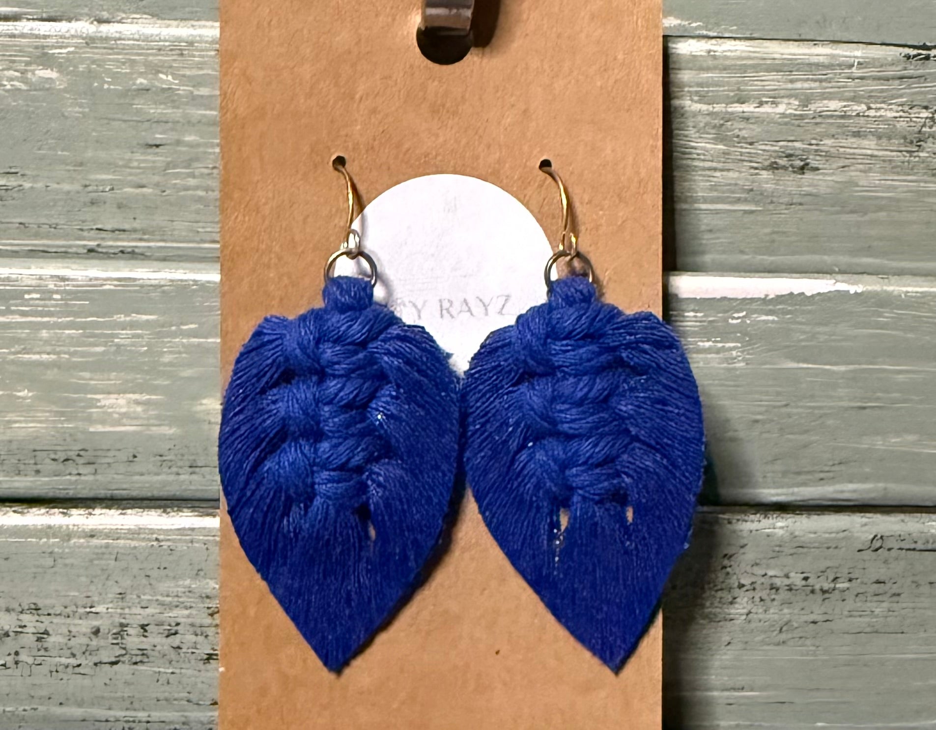 Macrame Earrings -Sprayed Feathers
