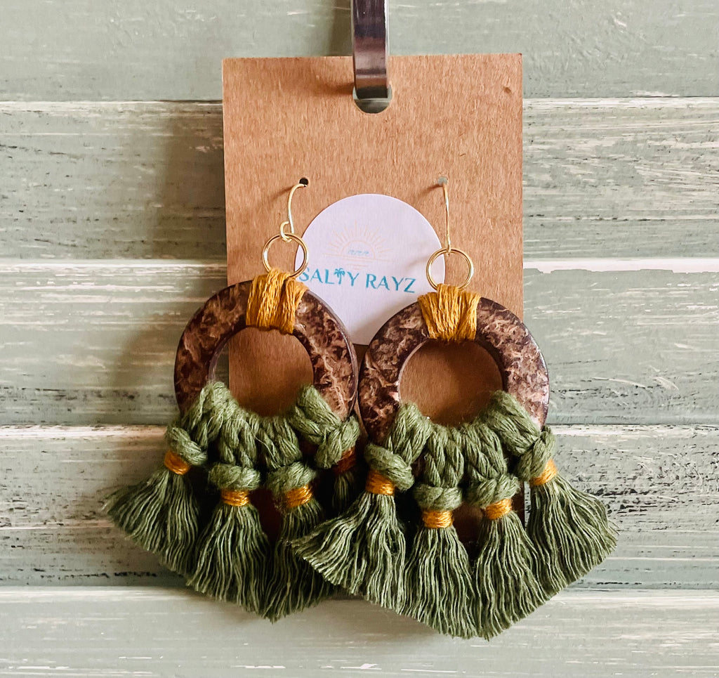Macrame Earrings -Coconut Bay Sz: Medium
