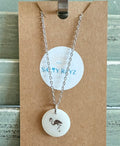 Fresh Water Shell Necklace Silver: Flamingo