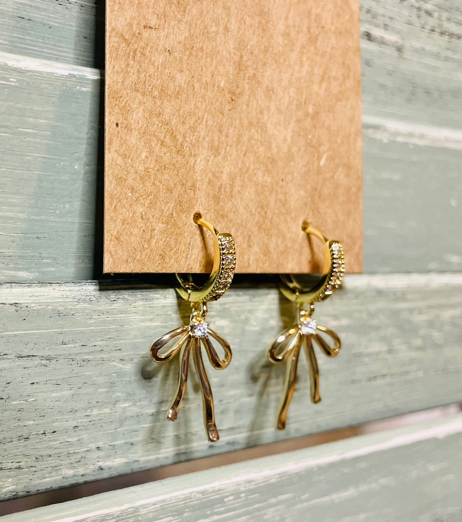 Sophia Bows Bling Leverback Earrings