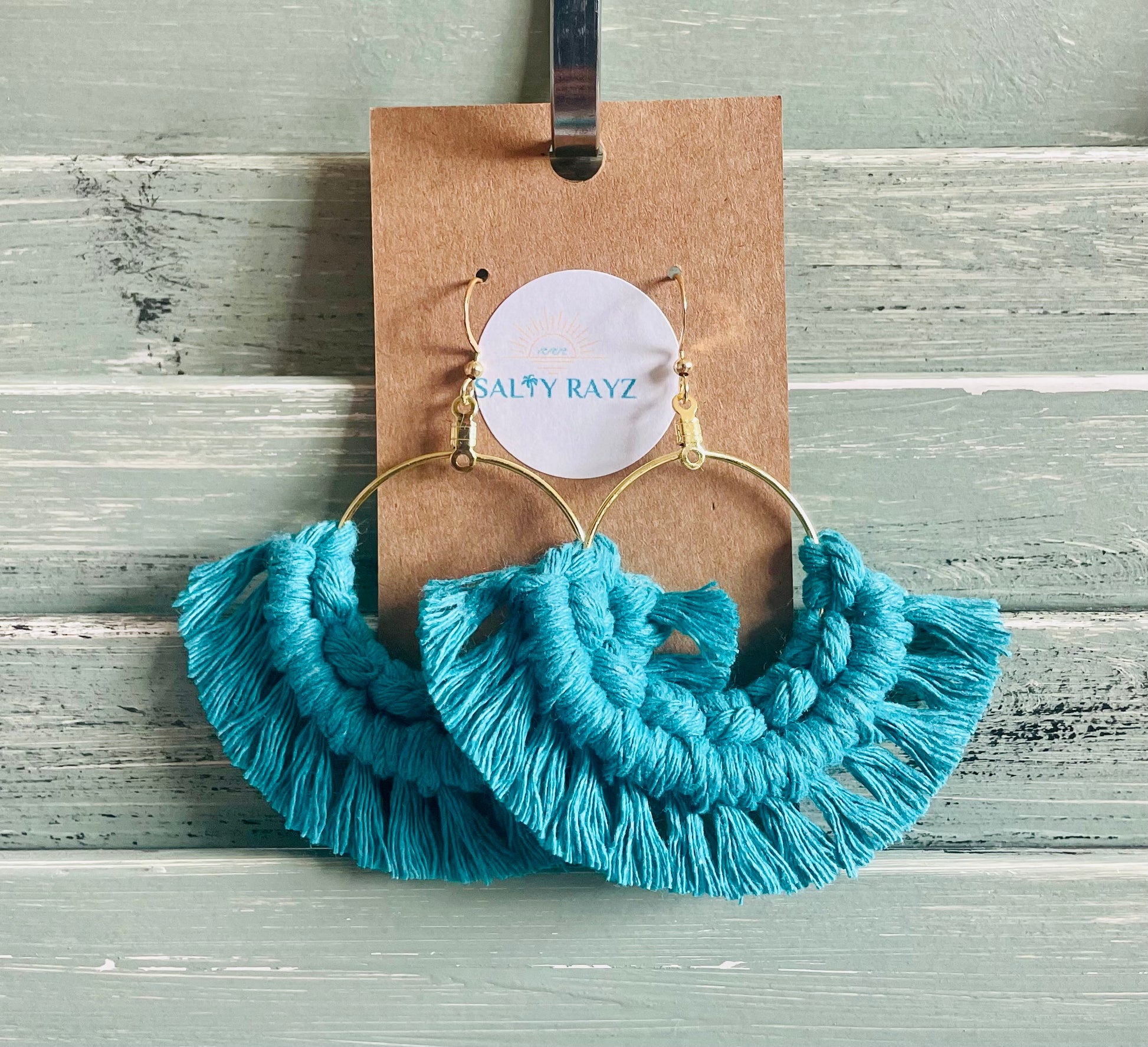 Macrame Earrings -Fringe Hoops Sz: Large