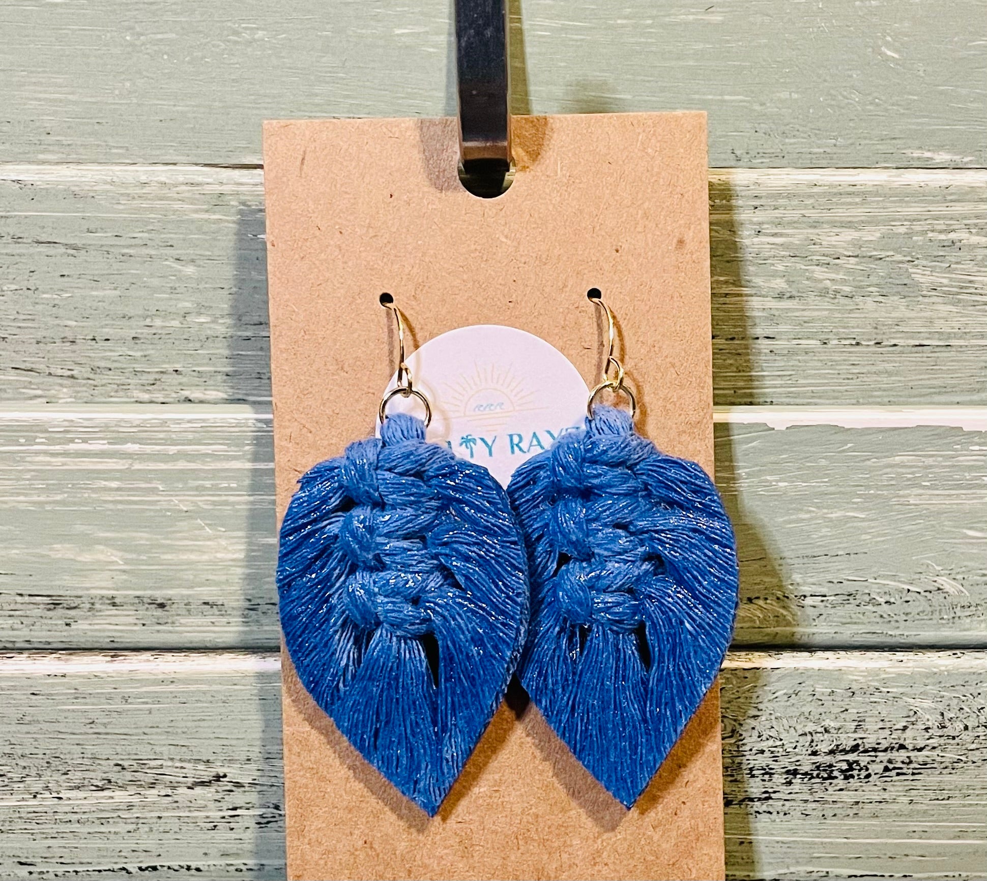 Macrame Earrings -Sprayed Feathers