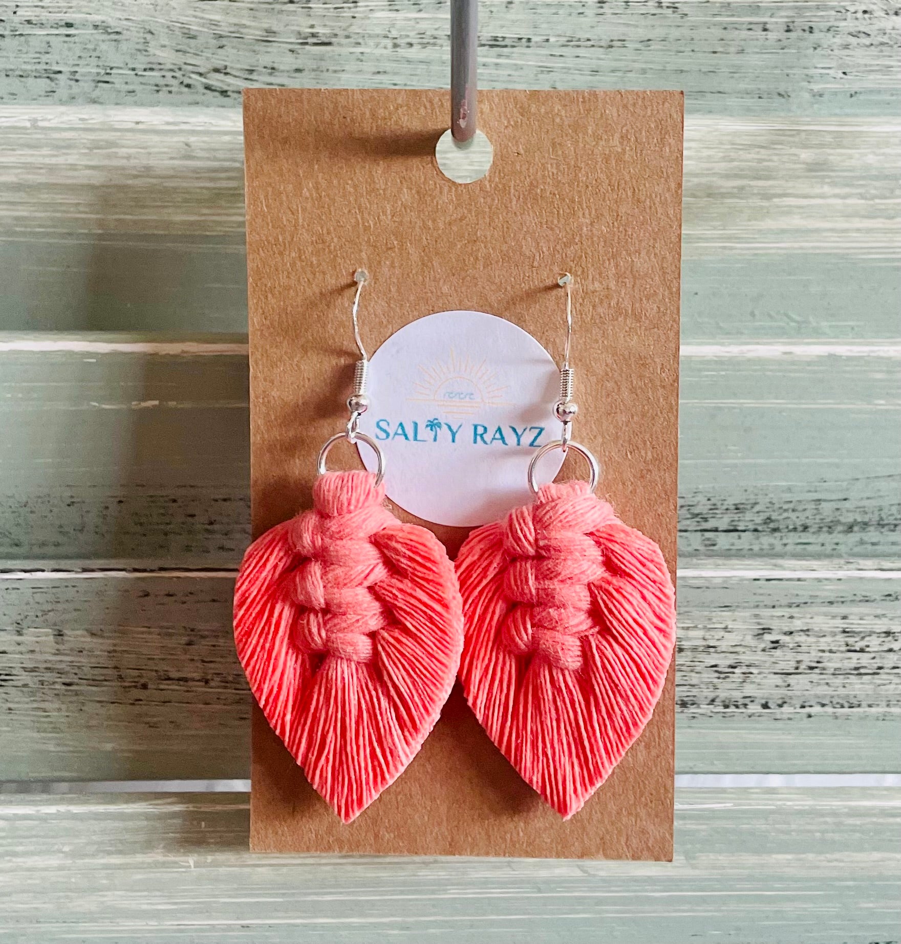 Macrame Earrings -Sprayed Feathers