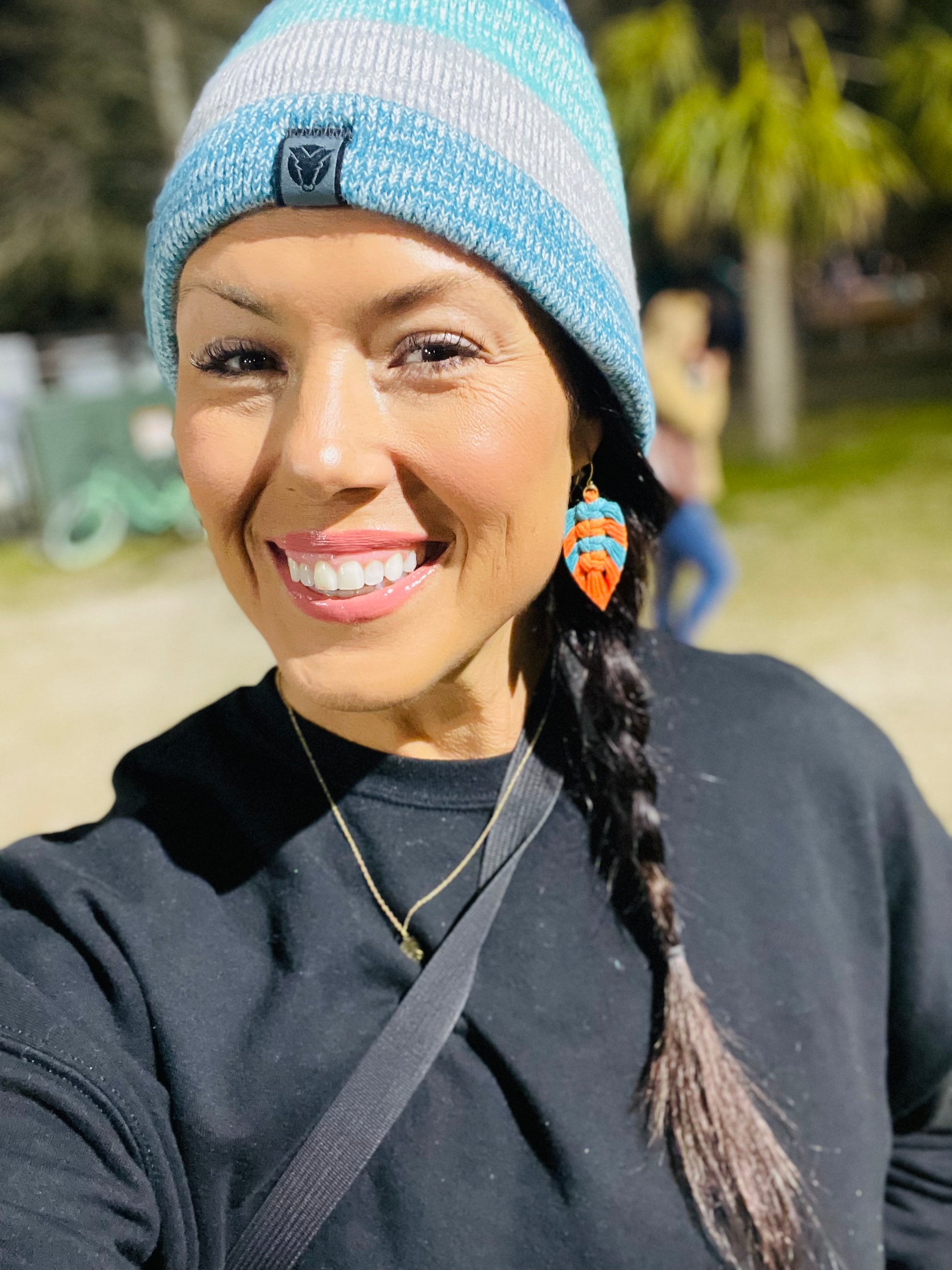Macrame Earrings -Team Spirit Sprayed Feathers