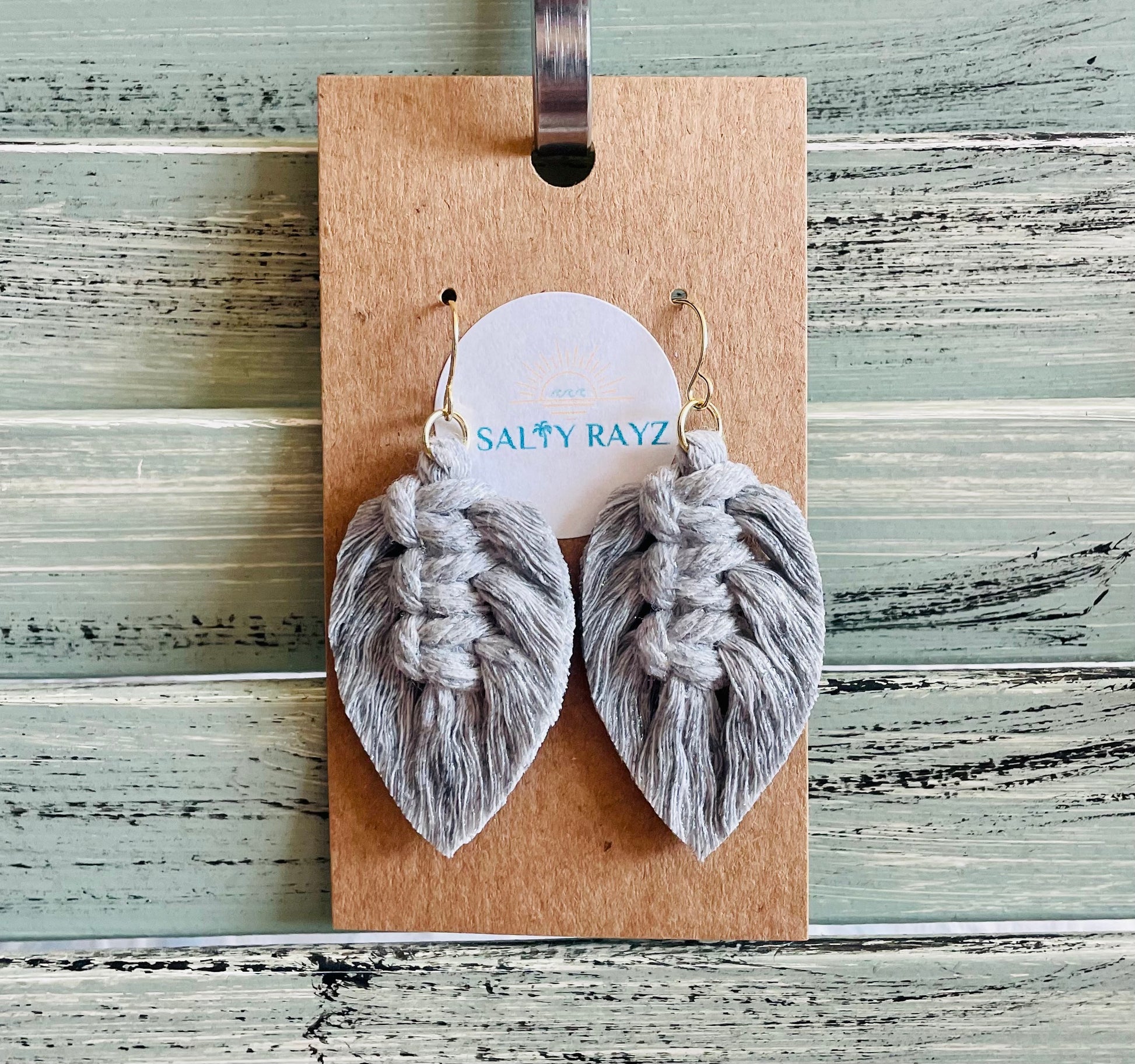 Macrame Earrings -Sprayed Feathers