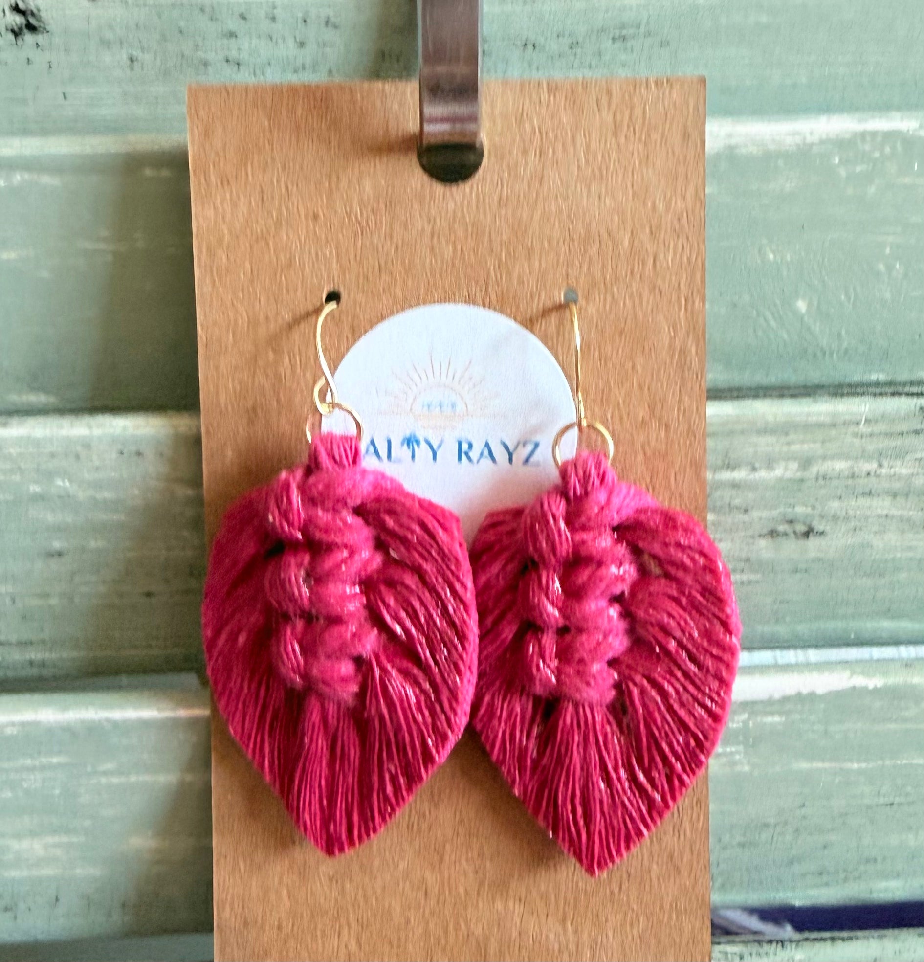 Macrame Earrings -Sprayed Feathers
