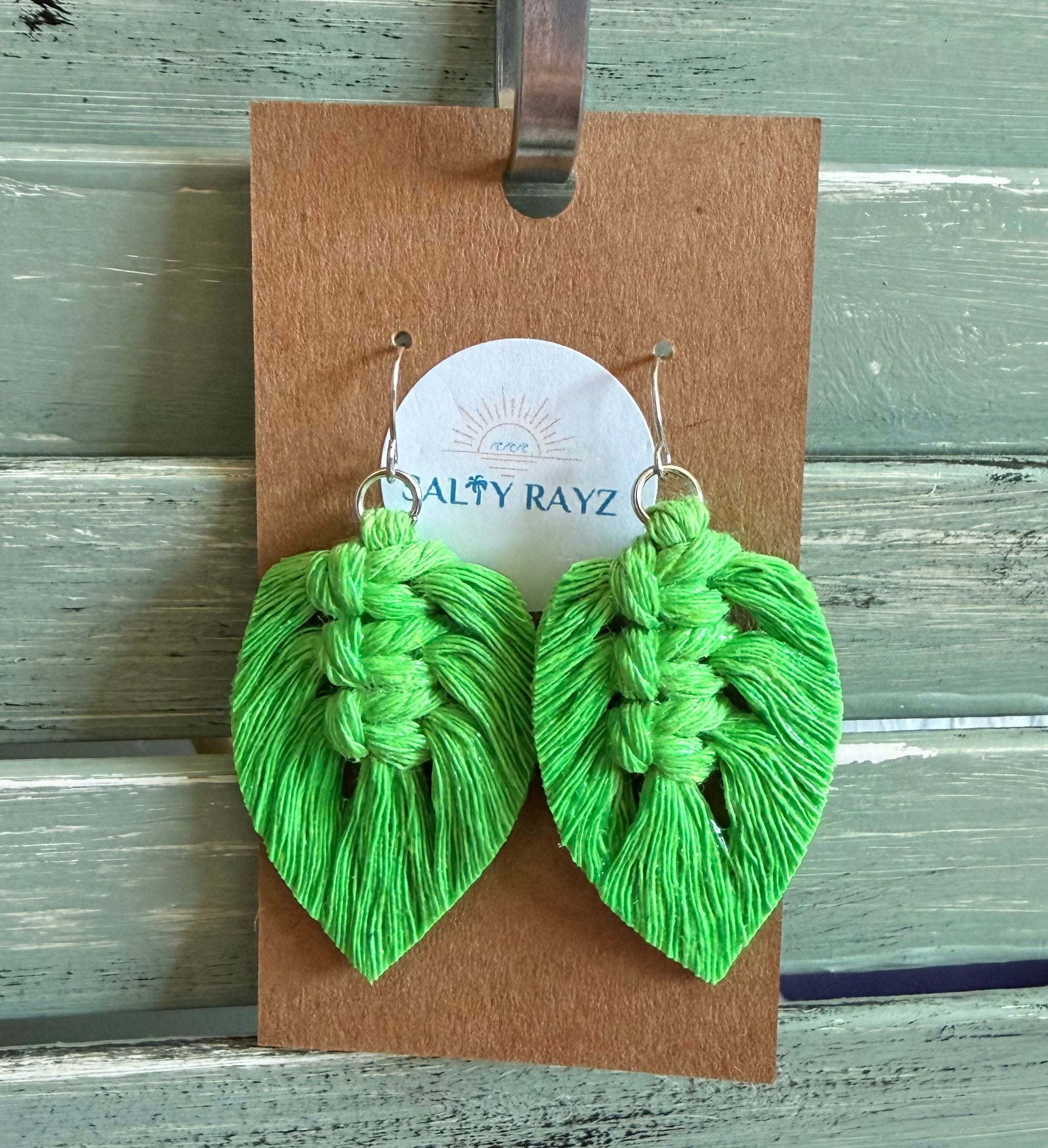 Macrame Earrings -Sprayed Feathers