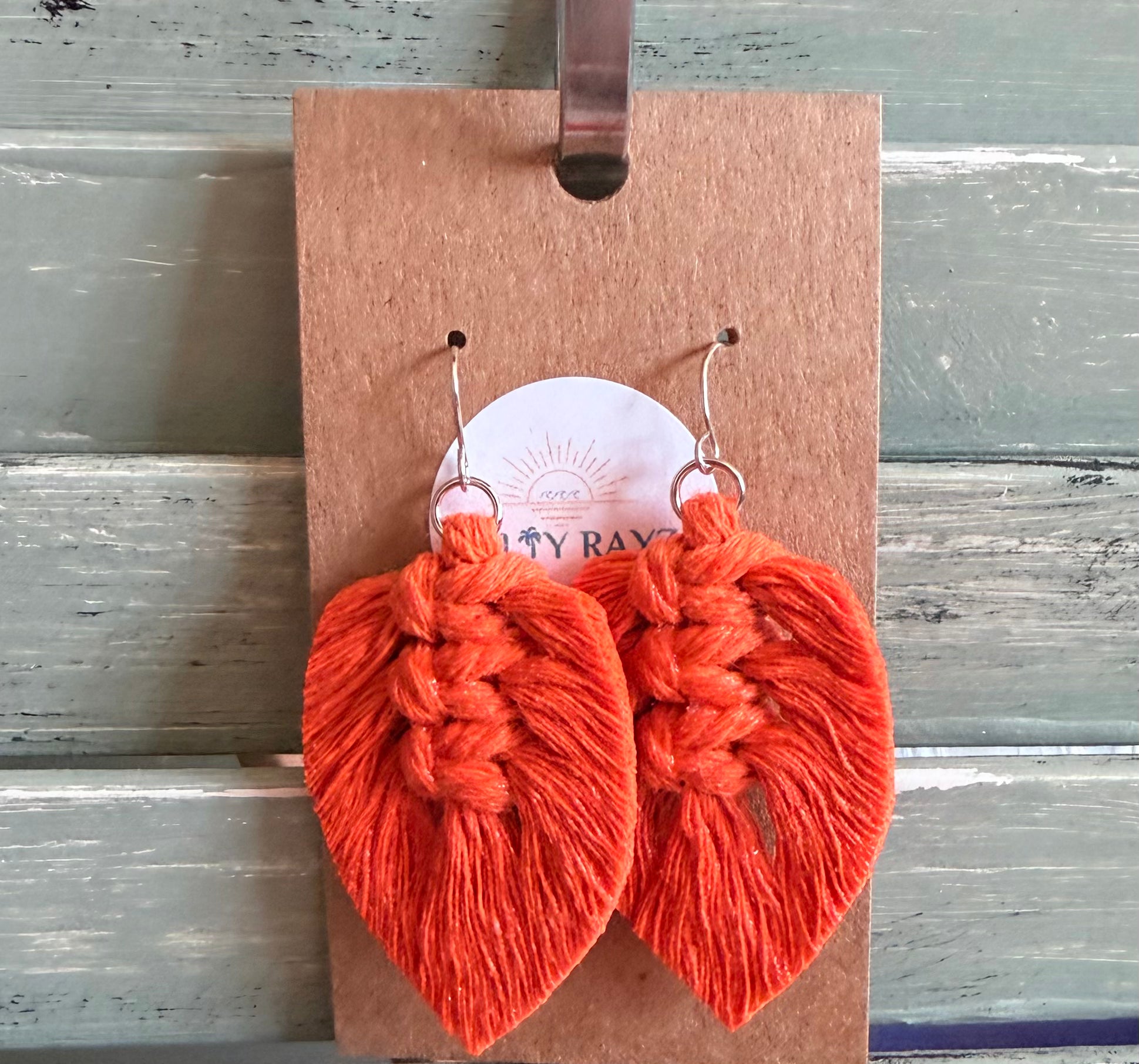 Macrame Earrings -Sprayed Feathers