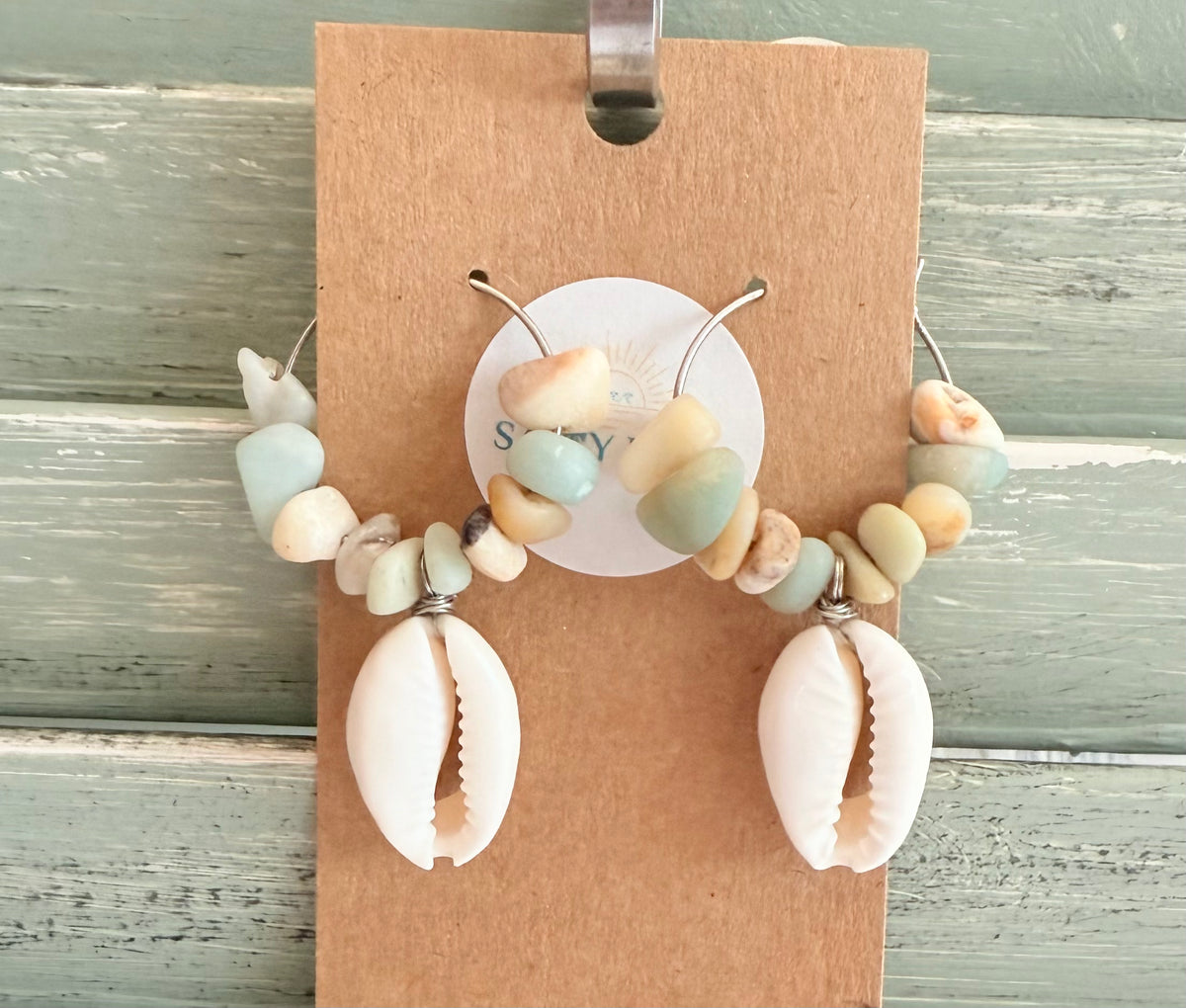 Cowrie Riverstone Hoop Earrings