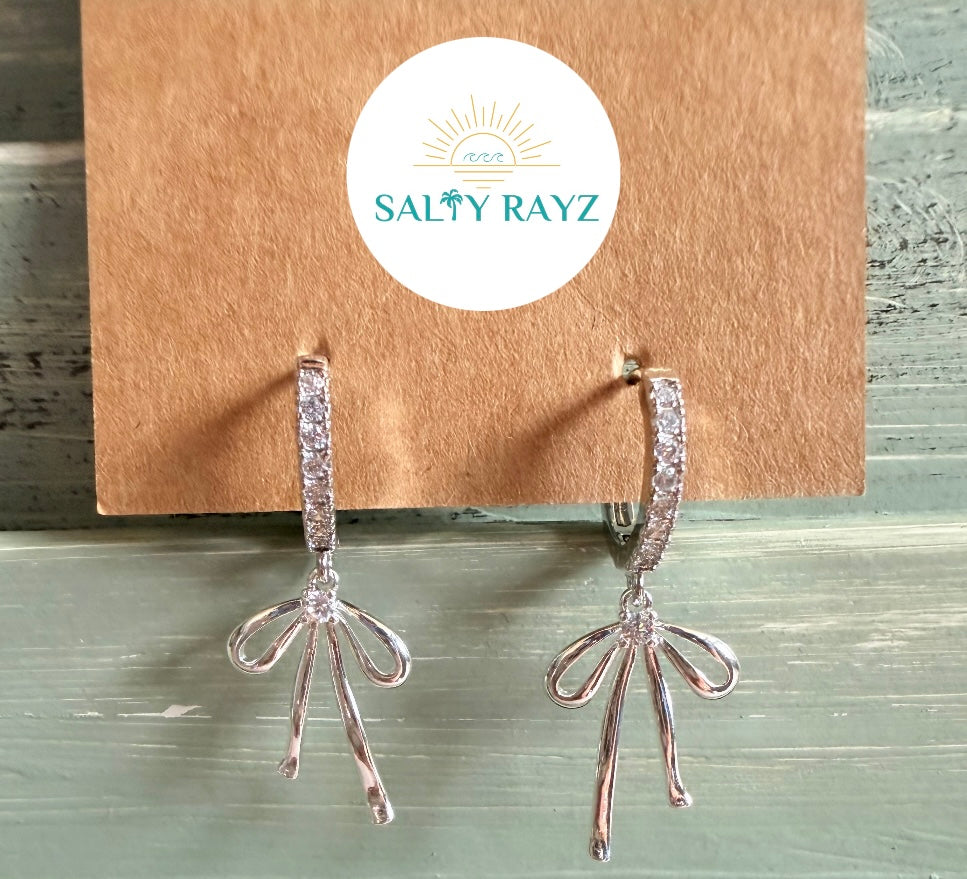 Sophia Bows Bling Leverback Earrings