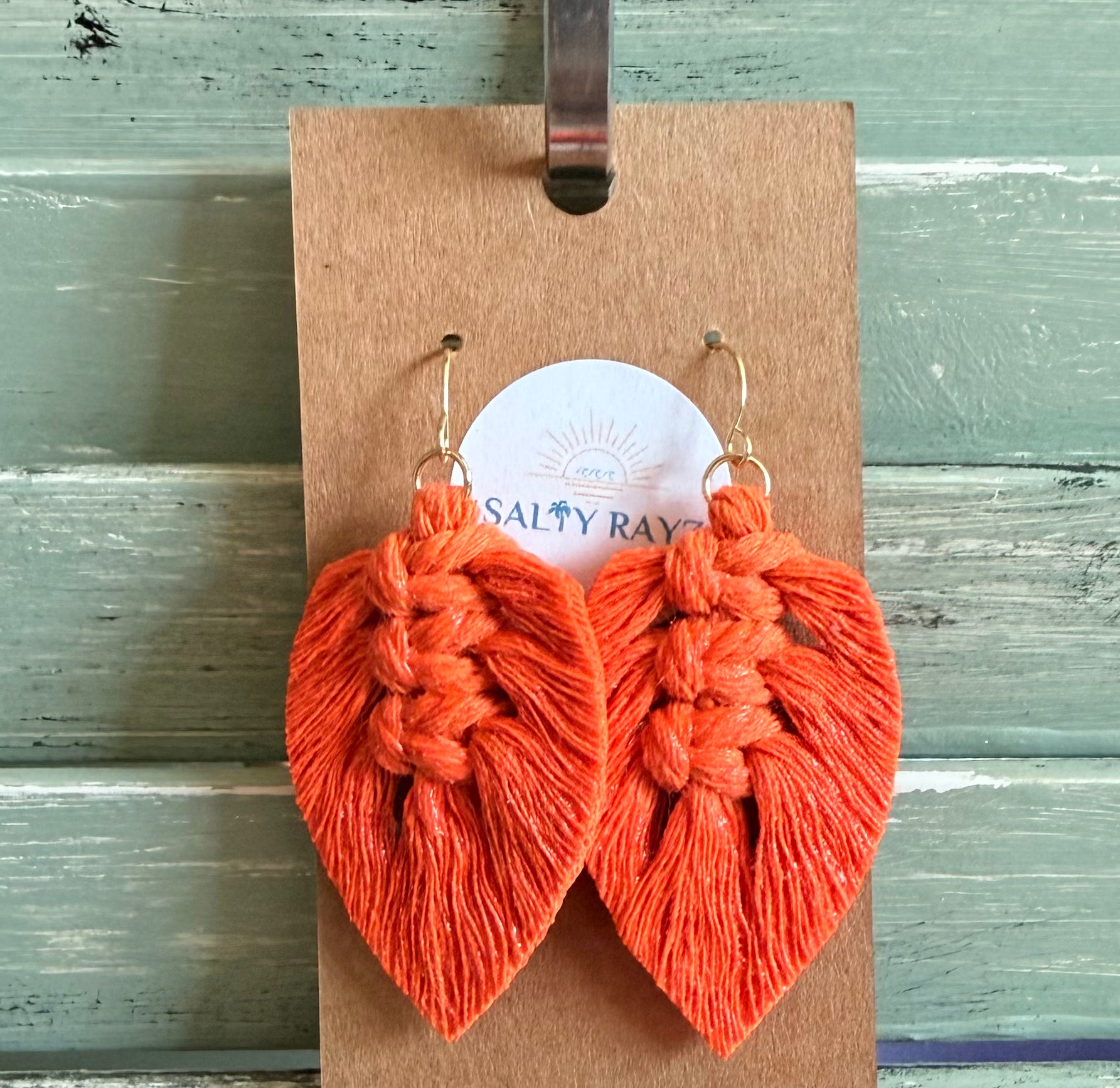 Macrame Earrings -Sprayed Feathers
