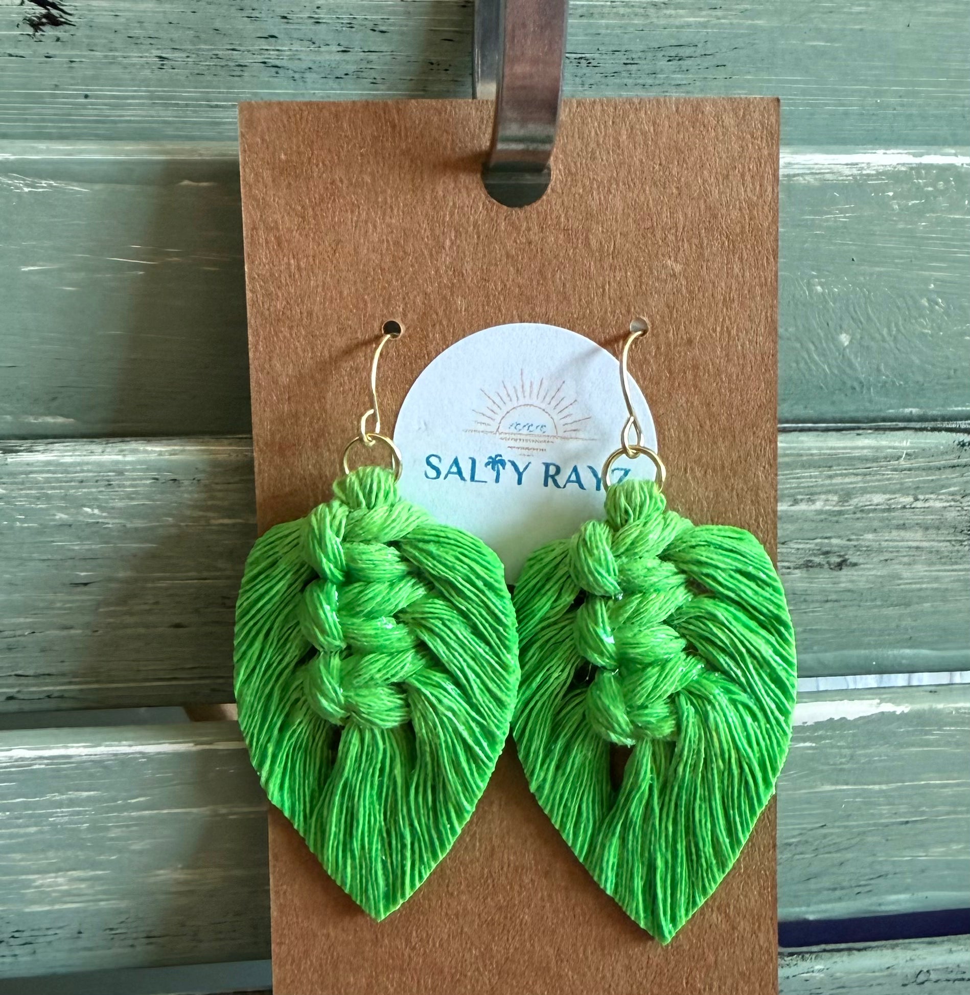 Macrame Earrings -Sprayed Feathers
