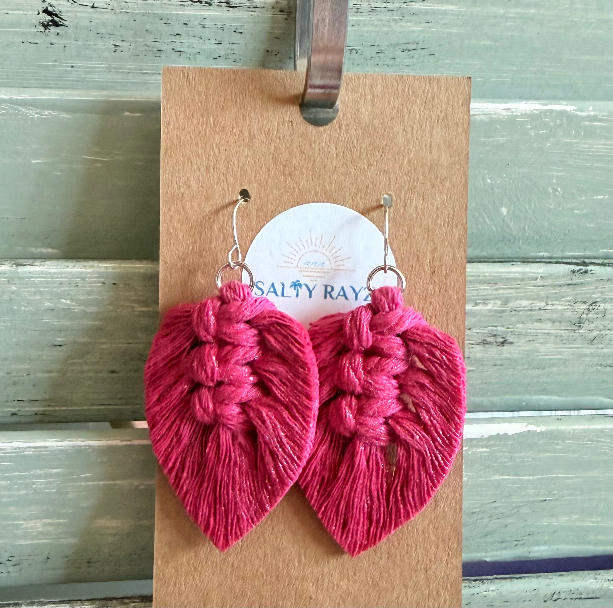 Macrame Earrings -Sprayed Feathers
