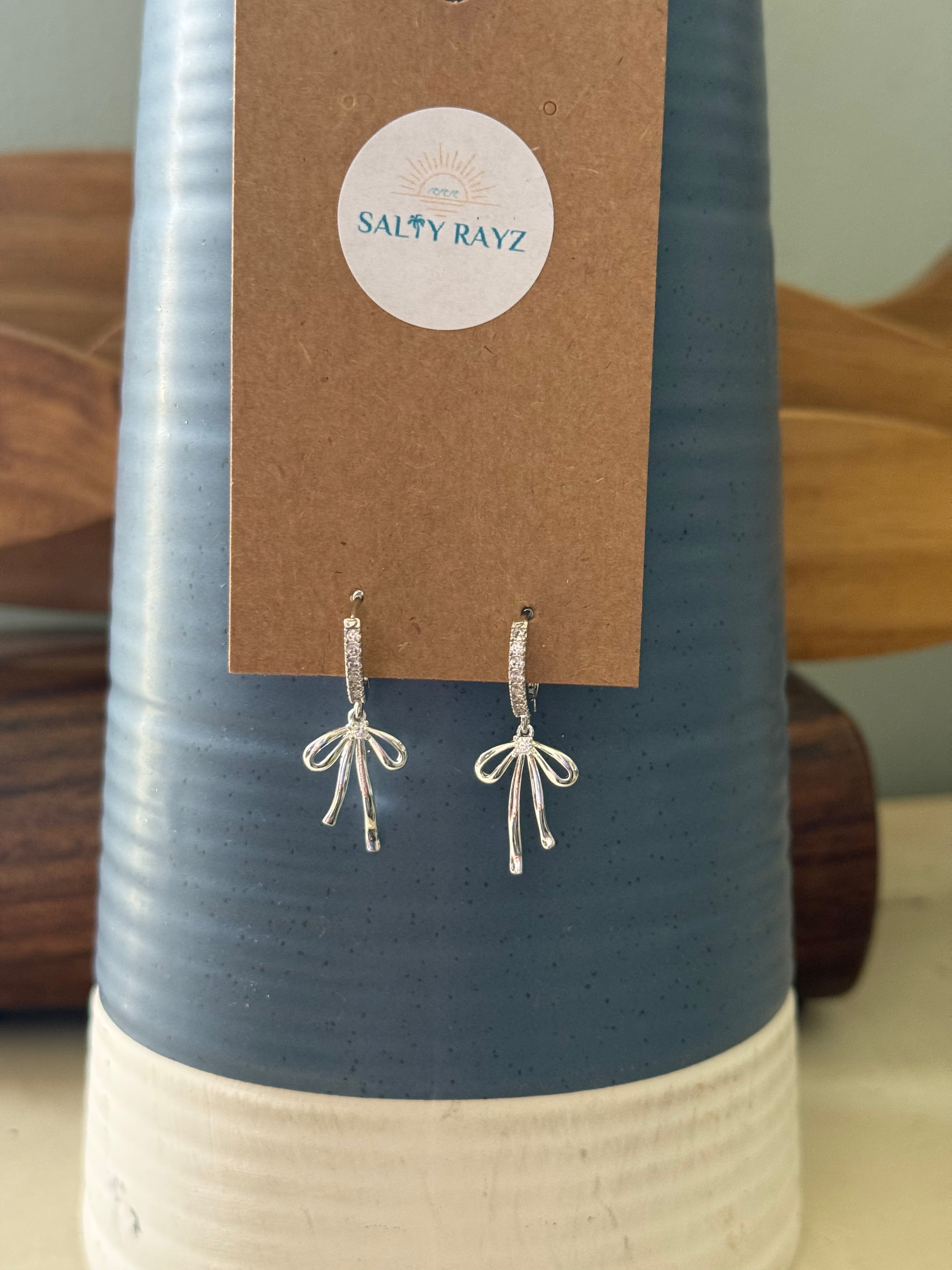 Sophia Bows Bling Leverback Earrings