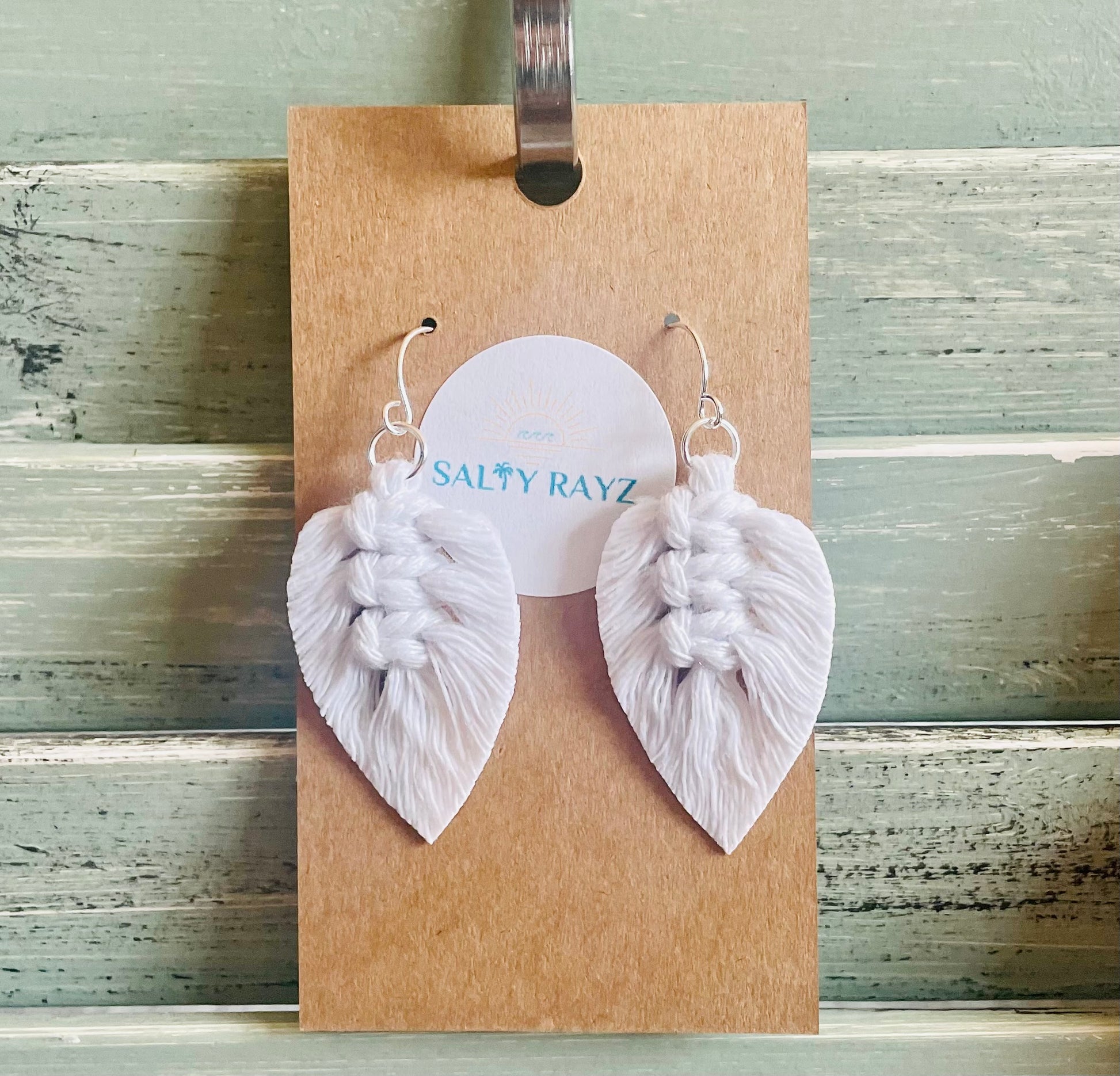 Macrame Earrings -Sprayed Feathers