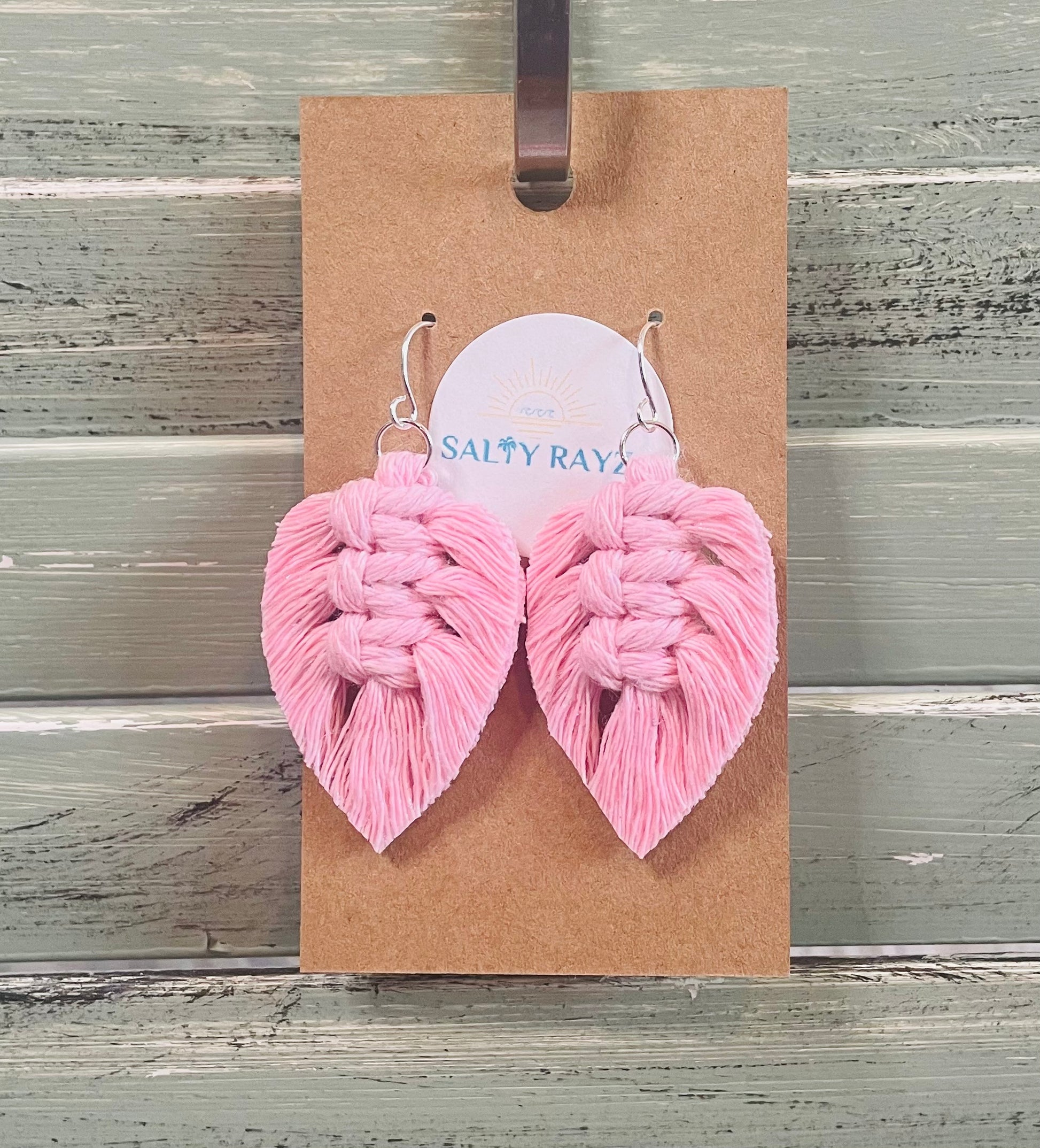 Macrame Earrings -Sprayed Feathers