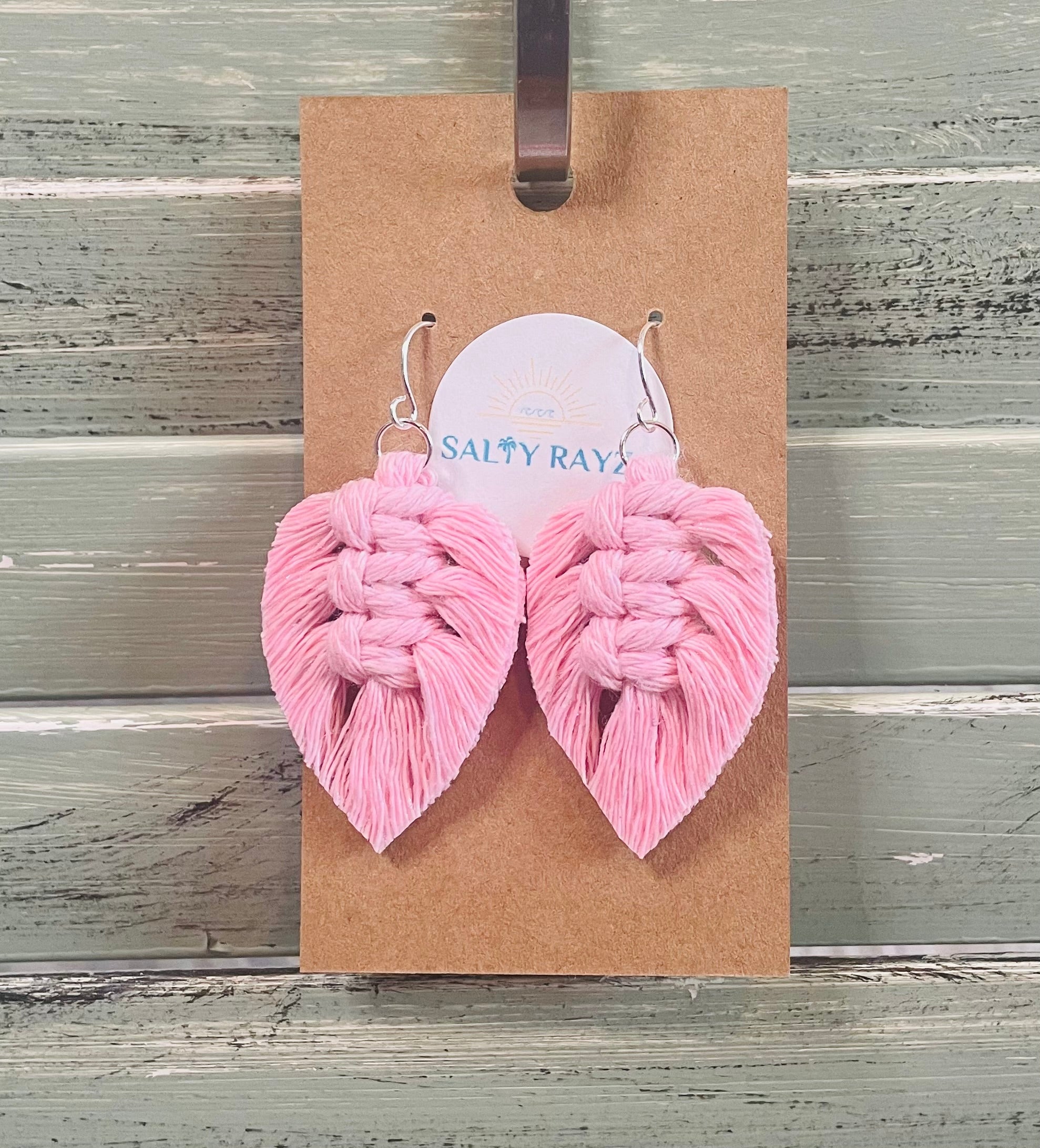 Macrame Earrings -Sprayed Feathers